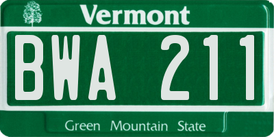 VT license plate BWA211