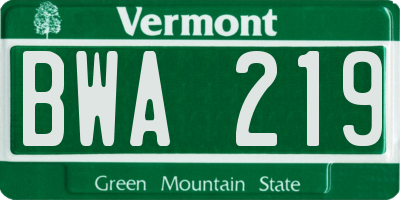VT license plate BWA219