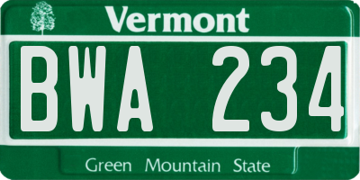 VT license plate BWA234