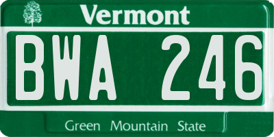VT license plate BWA246