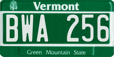 VT license plate BWA256