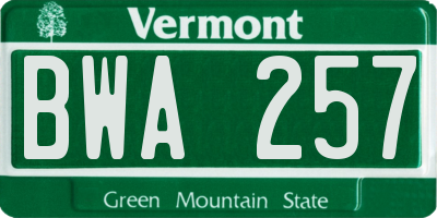 VT license plate BWA257