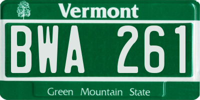 VT license plate BWA261