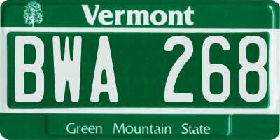 VT license plate BWA268