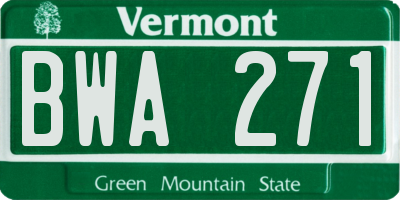 VT license plate BWA271