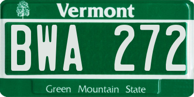 VT license plate BWA272