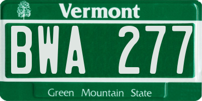 VT license plate BWA277