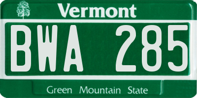 VT license plate BWA285