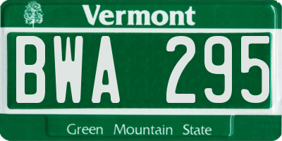 VT license plate BWA295