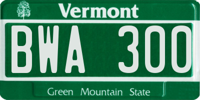 VT license plate BWA300