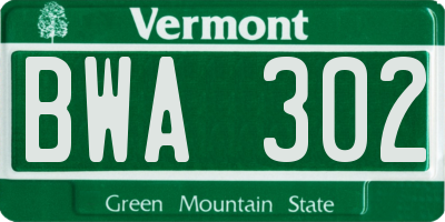 VT license plate BWA302