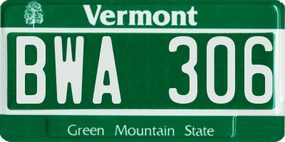 VT license plate BWA306