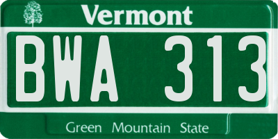 VT license plate BWA313