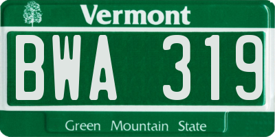 VT license plate BWA319