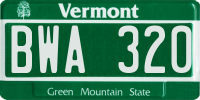 VT license plate BWA320