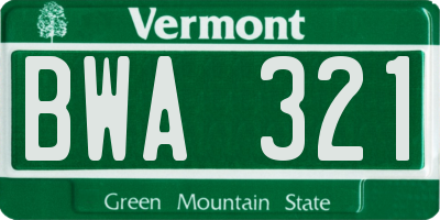 VT license plate BWA321