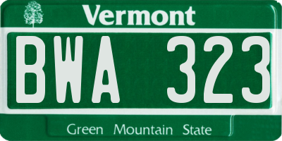VT license plate BWA323