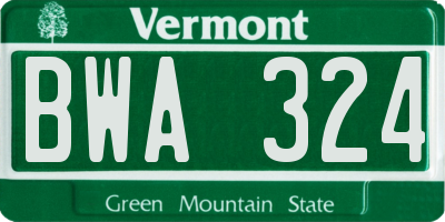 VT license plate BWA324
