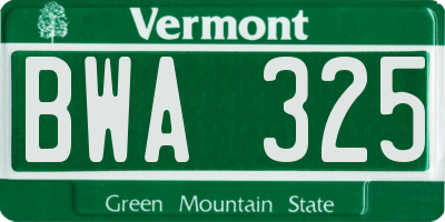 VT license plate BWA325