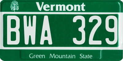 VT license plate BWA329