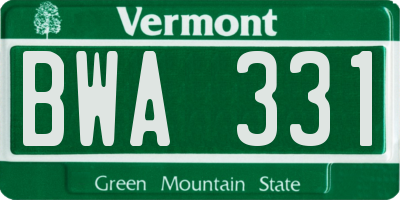 VT license plate BWA331