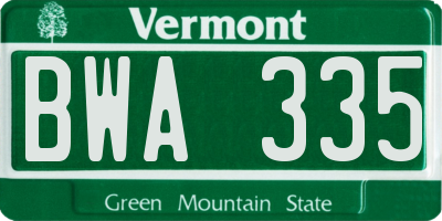 VT license plate BWA335