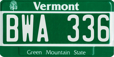 VT license plate BWA336