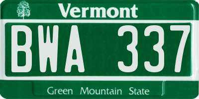 VT license plate BWA337