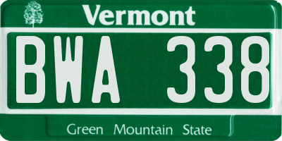 VT license plate BWA338