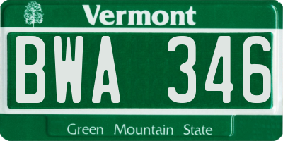 VT license plate BWA346