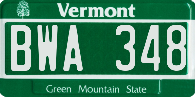 VT license plate BWA348