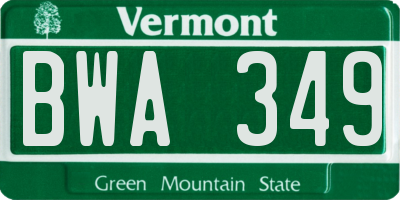 VT license plate BWA349