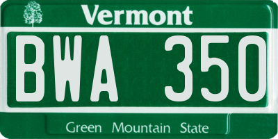 VT license plate BWA350