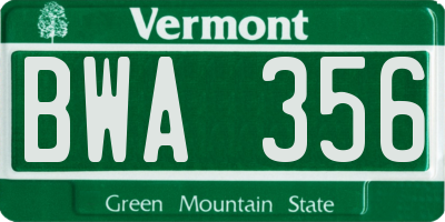 VT license plate BWA356