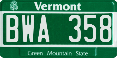 VT license plate BWA358