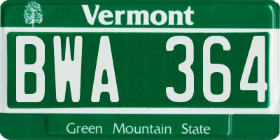 VT license plate BWA364