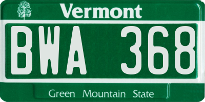 VT license plate BWA368
