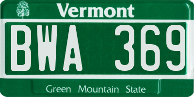 VT license plate BWA369