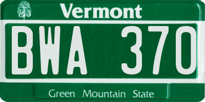 VT license plate BWA370