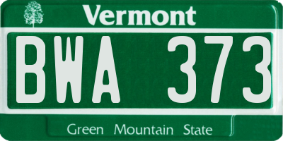 VT license plate BWA373