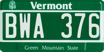VT license plate BWA376