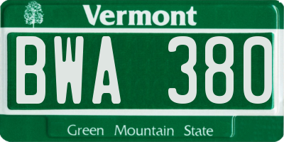 VT license plate BWA380