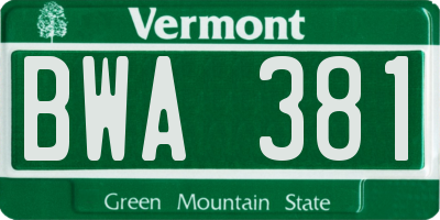 VT license plate BWA381