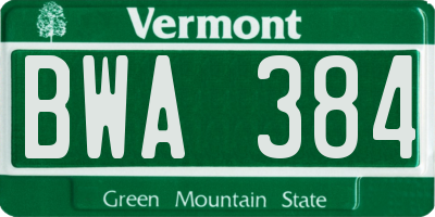 VT license plate BWA384