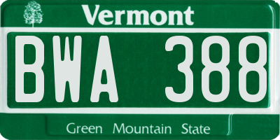 VT license plate BWA388