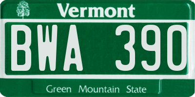 VT license plate BWA390