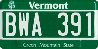 VT license plate BWA391