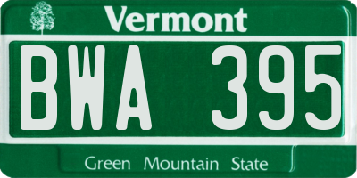 VT license plate BWA395