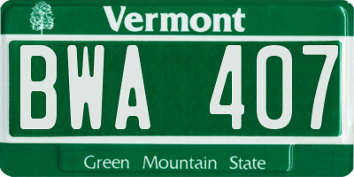 VT license plate BWA407