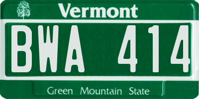 VT license plate BWA414